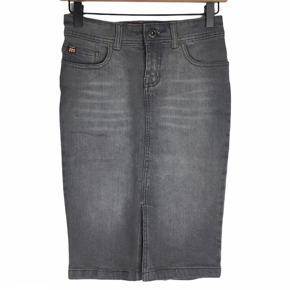 MAKERS OF TRUE ORIGINALS Pencil Skirt Denim Skinny Slim Stretch Grey Size 25 - Picture 1 of 9